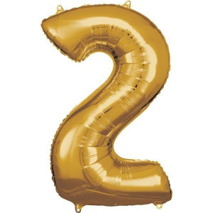 Balon Foliowy Złoty Cyfra 2 Złota 50x88 Cm