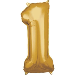 Balon Foliowy Złoty Cyfra 1 Złota 33x86 Cm