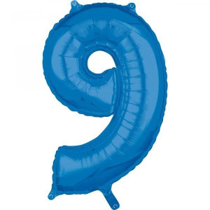 Balon Foliowy Niebieski Cyfra 9 Niebieska 66 Cm