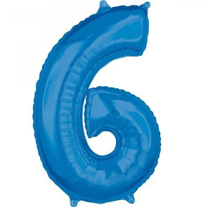 Balon Foliowy Niebieski Cyfra 6 Niebieska 66 Cm