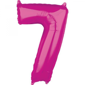 Balon Foliowy Różowy Cyfra 7 Różowa 66 Cm