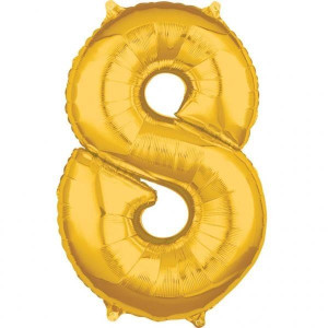 Balon Foliowy Złoty Złoto Cyfra 8 Złota 66 Cm