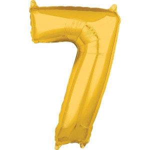 Balon Foliowy Złoty Złoto Cyfra 7 Złota 66 Cm