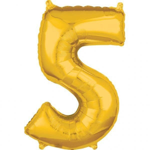 Balon Foliowy Złoty Złoto Cyfra 5 Złota 66 Cm