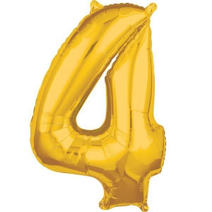 Balon Foliowy Złoty Złoto Cyfra 4 Złota 66 Cm
