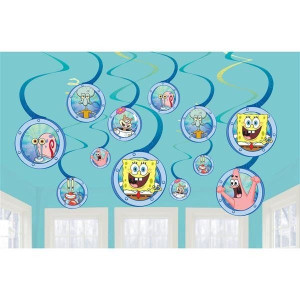 Świderki Wiszące Niebieskie Spongebob 12 Szt Party