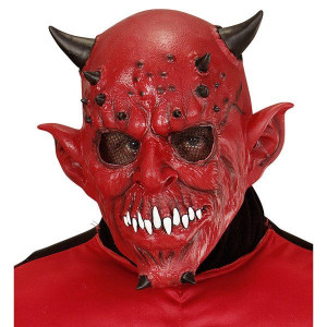 Maska Lateksowa Diabeł Szatan Czerwony Halloween