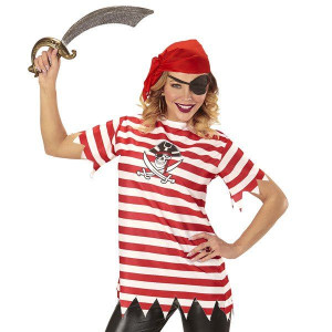 Strój Piratki Tshirt W Paski Bandana Opaska - M/l