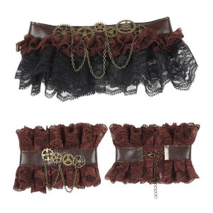 Choker I Mankiety Steampunk Brązowe Kółka Zębate