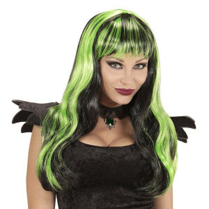 Peruka Wiedżma Czarno Zielona Halloween Rock
