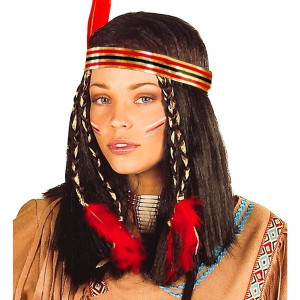 Peruka Indianki Indianka Czarne Włosy Z Piórkiem