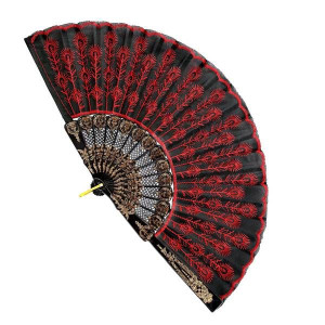 Wachlarz Hiszpański Czarno-czerwony Flamenco