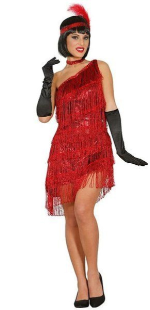 Strój Damski Retro Czerwony Flapper Sukienka - M