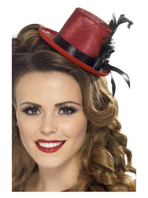 Spinka Mini Cylinder Burlesque Bordo Kapelusik