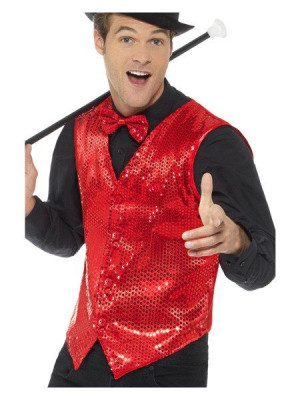 Kamizelka Cekinowa Czerwona Cekiny Disco - Xl