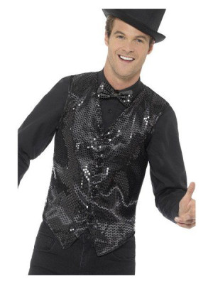 Kamizelka Cekinowa Czarna Cekiny Disco - L