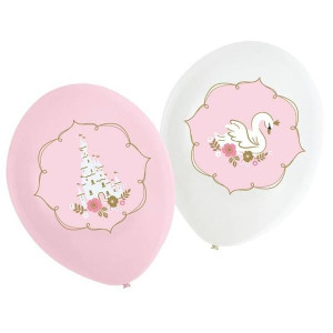 Balony Lateksowe 27 Cm Princess Łabędź Zamek 6 Szt