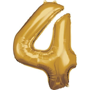 Balon Foliowy Złoty Cyfra 4 Złota 66x88 Cm