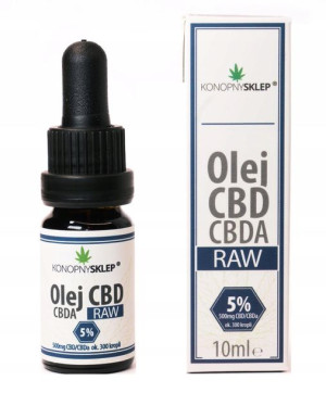 Olej konopny RAW 5% CBD+CBDA 10ML 500mg certyfikat
