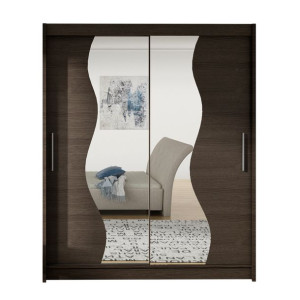 Szafa przesuwna Westa S z lustrem 150cm - pojemna garderoba - CHOCO