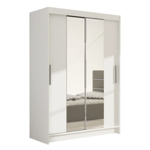 Szafa przesuwna Miami II z lustrem 120cm - pojemna garderoba - BIAŁY