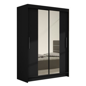 Szafa przesuwna Miami II z lustrem 120cm - pojemna garderoba - CZARNY