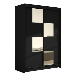 Szafa przesuwna Miami III z lustrem 120cm - pojemna garderoba - CZARNY