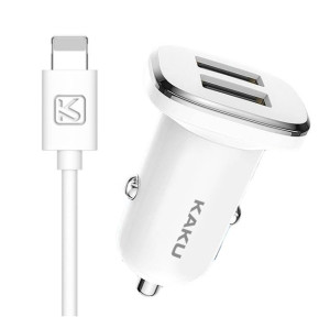 Ładowarka samochodowa 2.4A 2xUSB + Kabel USB iPhone Lightning KAKU Dual Por
