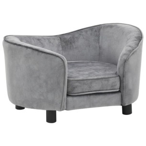 Sofa dla psa, szara, 69x49x40 cm, pluszowa