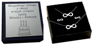 Komplet infinity NIESKOŃCZONOŚĆ SREBRO 925 GRAWER