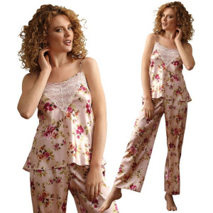 Satynowa Długa Piżama Koronka -kc-004 Dkaren