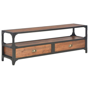 Lumarko Szafka pod TV z 2 szufladami, 120x30x40 cm, lite drewno sosnowe