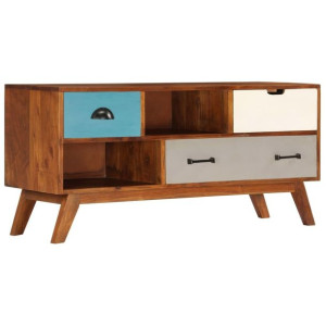 Lumarko Szafka pod TV z 3 szufladami, 110x35x50 cm, drewno akacjowe