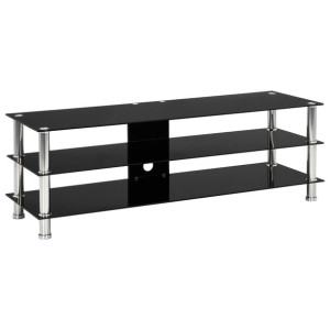Lumarko Szafka pod TV, czarna, 120x40x40 cm, hartowane szkło