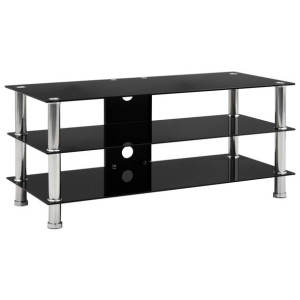 Lumarko Szafka pod TV, czarna, 90x40x40 cm, hartowane szkło