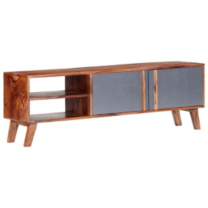Lumarko Szafka pod TV, szara, 140x30x45 cm, lite drewno sheesham