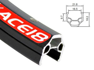 Obręcz mtb ALEXRIMS ACE18 26"x36otw. bok CNC kapslowana srebrna (NEW)