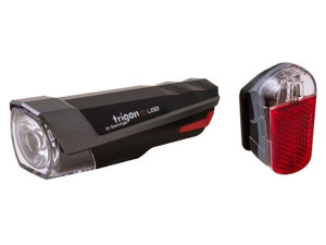Zestaw lampki SPANNINGA TRIGON 15 przód 80 lumenów usb czarna, tył PYRO 20