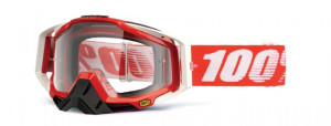 Gogle 100% RACECRAFT FIRE RED (Szyba Przezroczysta Anti-Fog, LT 88%-92% + 1