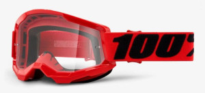 Gogle 100% STRATA 2 RED (Szyba Przezroczysta Anti-Fog, LT 88%-92%)