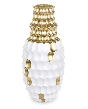 Nowoczesny wazon ceramiczny Modern biało-złoty
