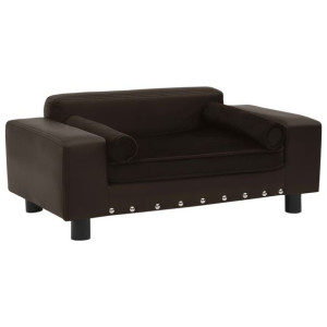 Sofa dla psa, brązowa, 81x43x31 cm, plusz i sztuczna skóra