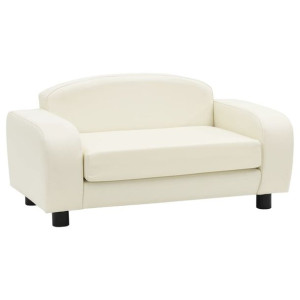 Sofa dla psa, kremowa, 80x50x40 cm, sztuczna skóra