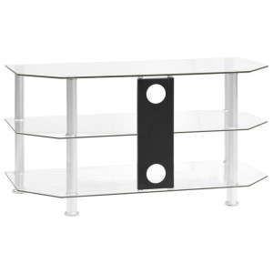 Szafka pod TV, przezroczysta, 96x46x50 cm, hartowane szkło