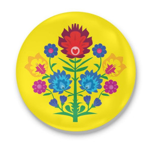 Lusterko okrągłe FOLK KWIATY ŁOWICKIE #02