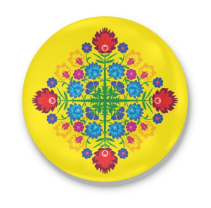 Lusterko okrągłe FOLK KWIATY ŁOWICKIE #06