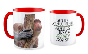 Kubek z nosaczem Synek nie wyrzucaj torebki