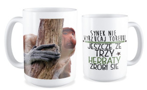 Kubek z nosaczem Synek nie wyrzucaj torebki
