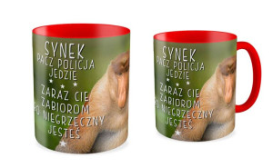 Kubek z nosaczem Synek pacz policja jedzie