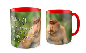Kubek kibica z nosaczem  Niby człowiek wiedział a jednak się łudził